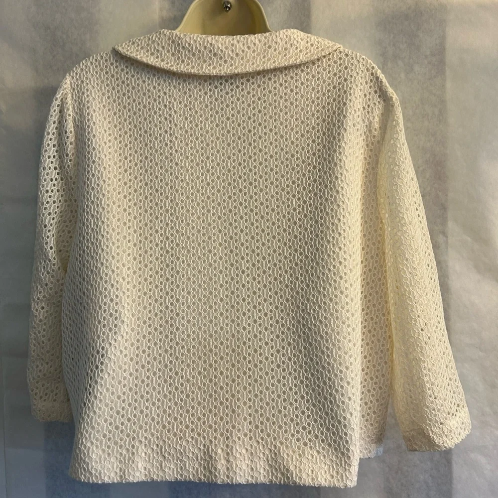 CeCe Cream Lace Jacket blazer with Collar Dillards exclusive  NWT Sz-L. K7 - Picture 3 of 10